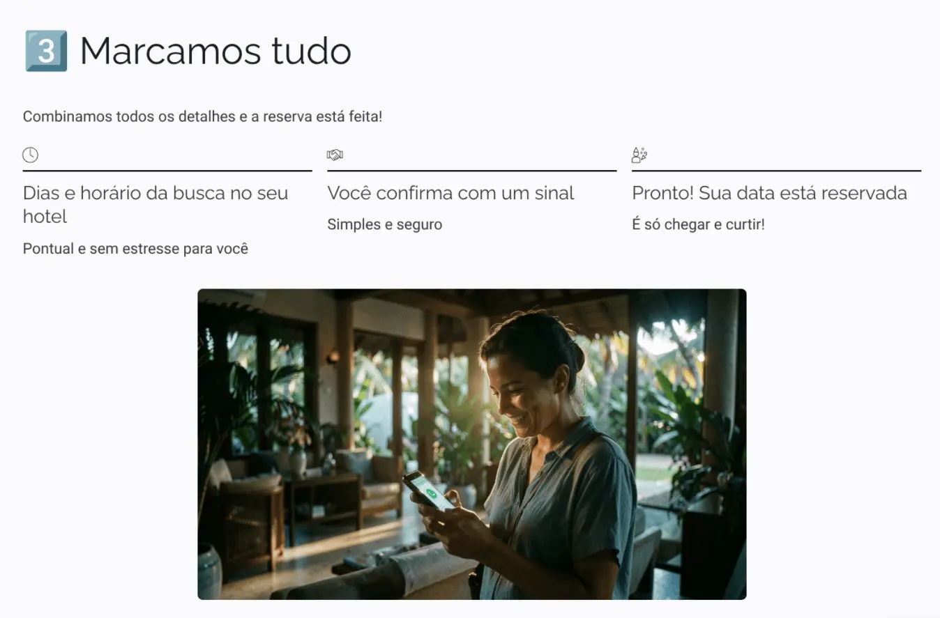 Como Reservar passeios: passo 3