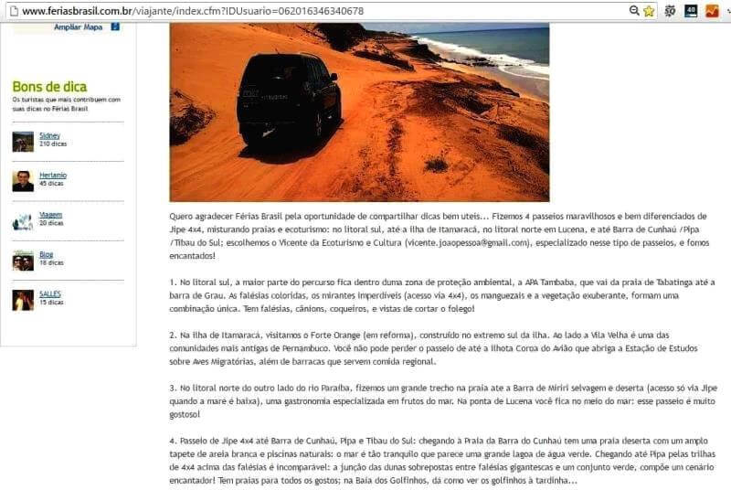 Passeios de Jipe 4x4 no litoral da Paraíba