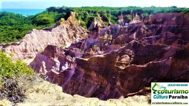 O cânion de Coqueirinho, por cima Mirante do cânion de Coqueirinho, litoral sul da Paraiba