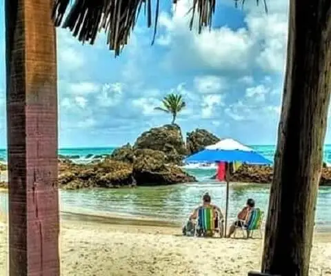 Tambaba Conde PB: vista do bar da praia de Tambaba